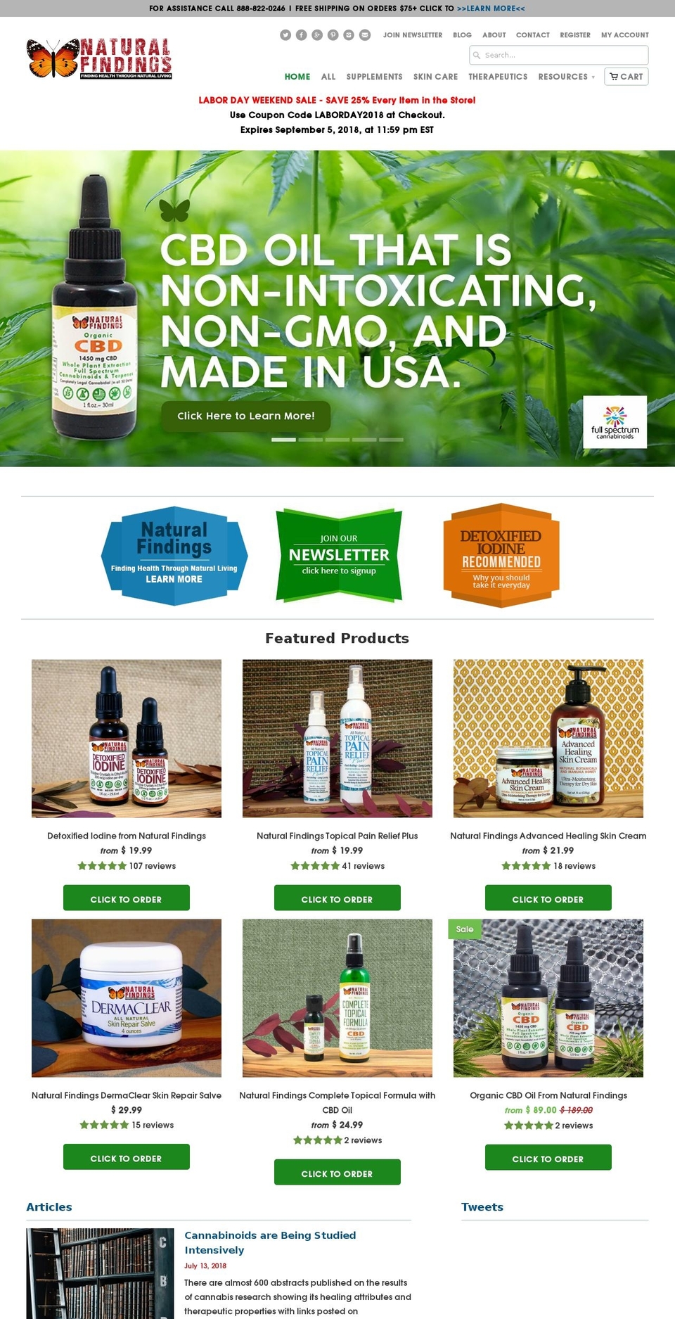 naturalfinding.com — Shopify storefront screenshot