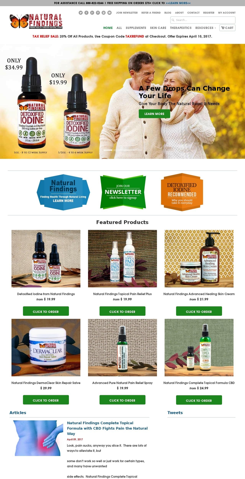 naturalfindings.com shopify website screenshot