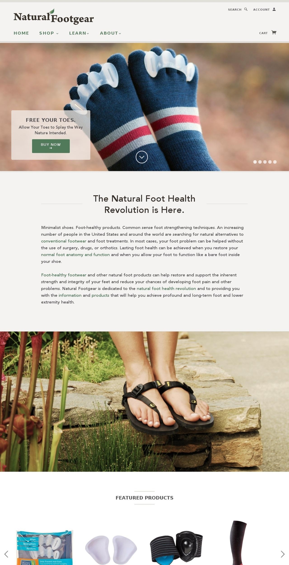 naturalfootgear.com shopify website screenshot