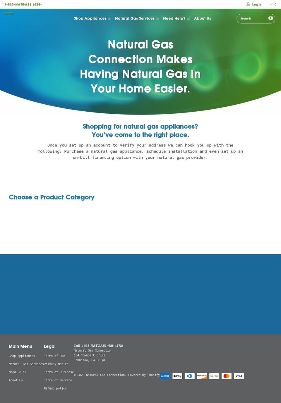 naturalgasconnection.com shopify website screenshot