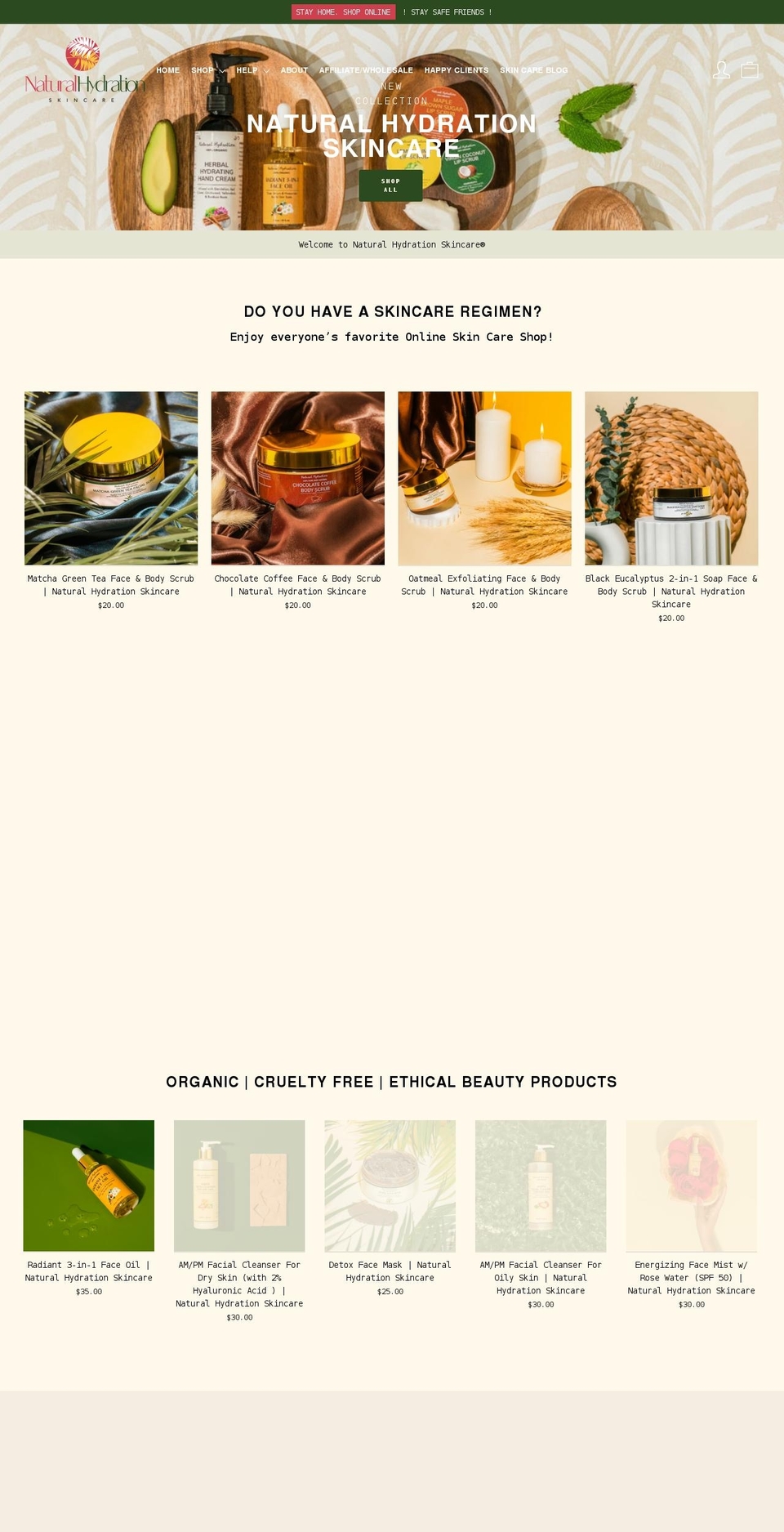 naturalhydrationskincare.com shopify website screenshot