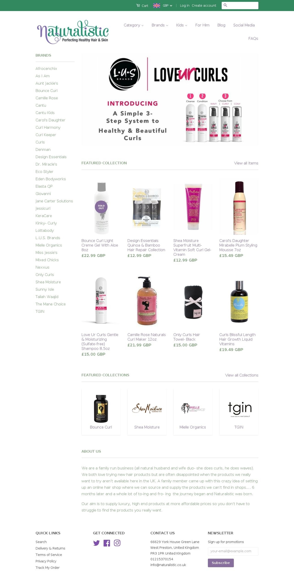 naturalisticproducts.co.uk shopify website screenshot