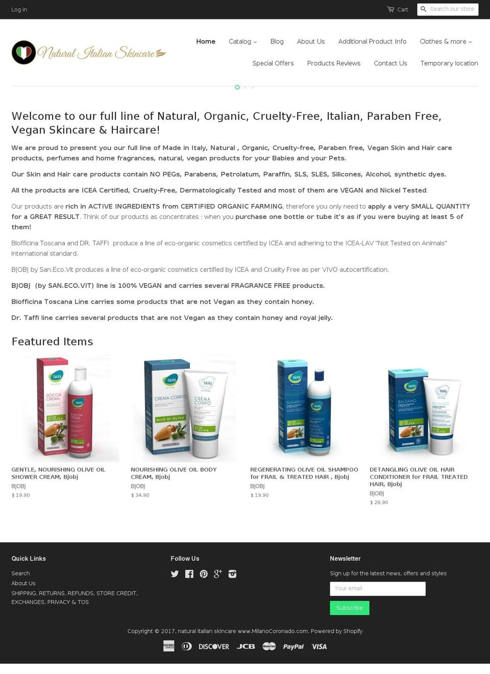 naturalitalianskincare.com shopify website screenshot