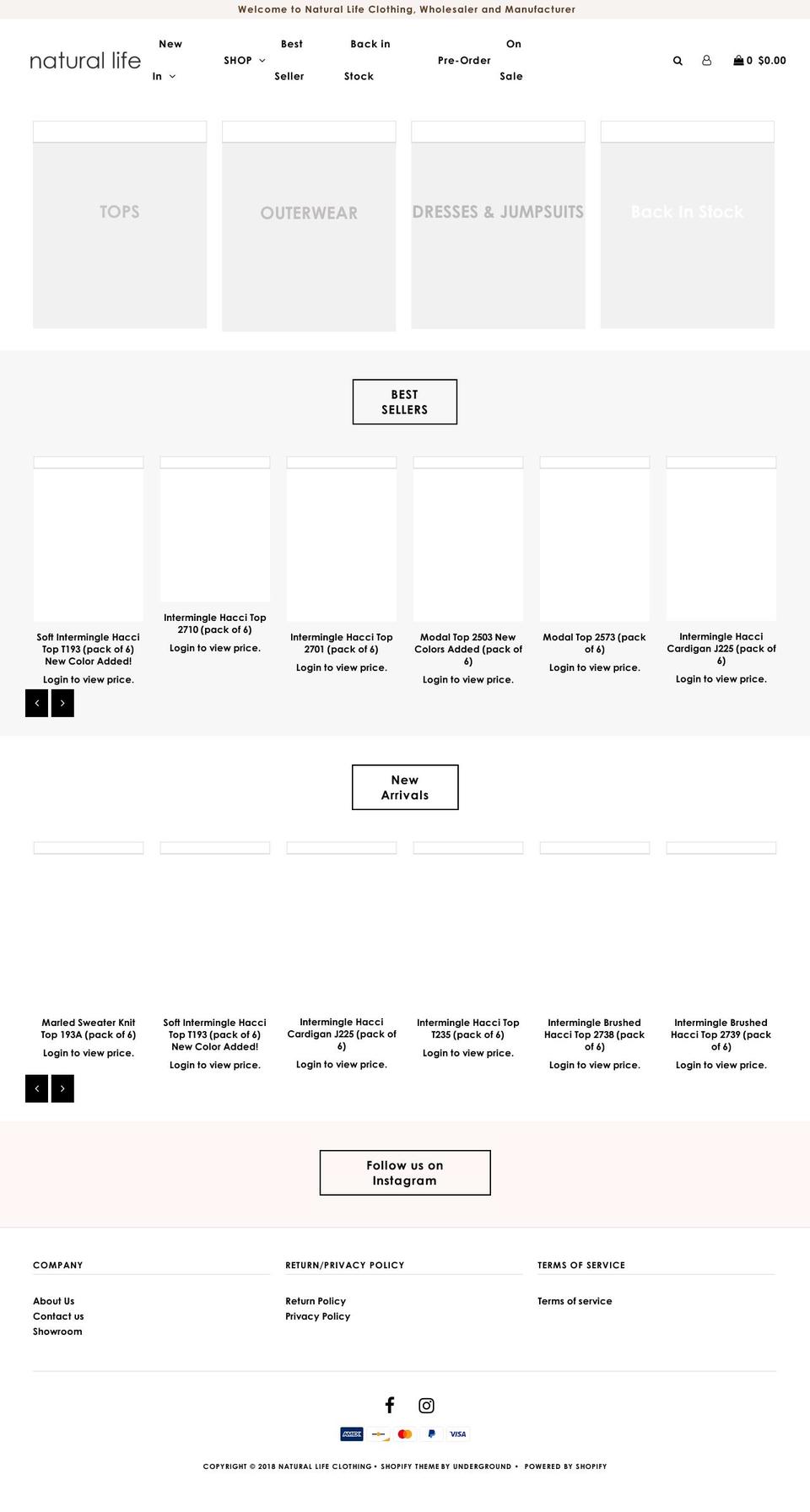 naturallifeclothing.com — Shopify storefront screenshot