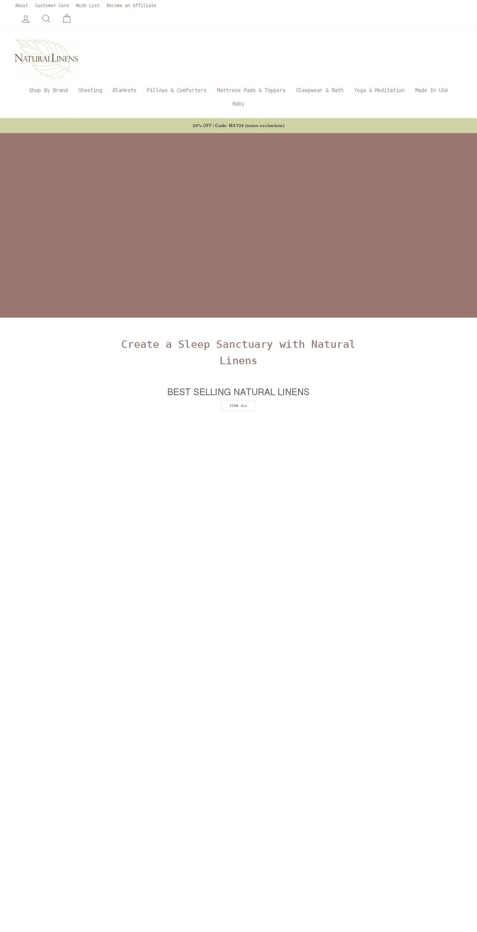 naturallinens.com shopify website screenshot