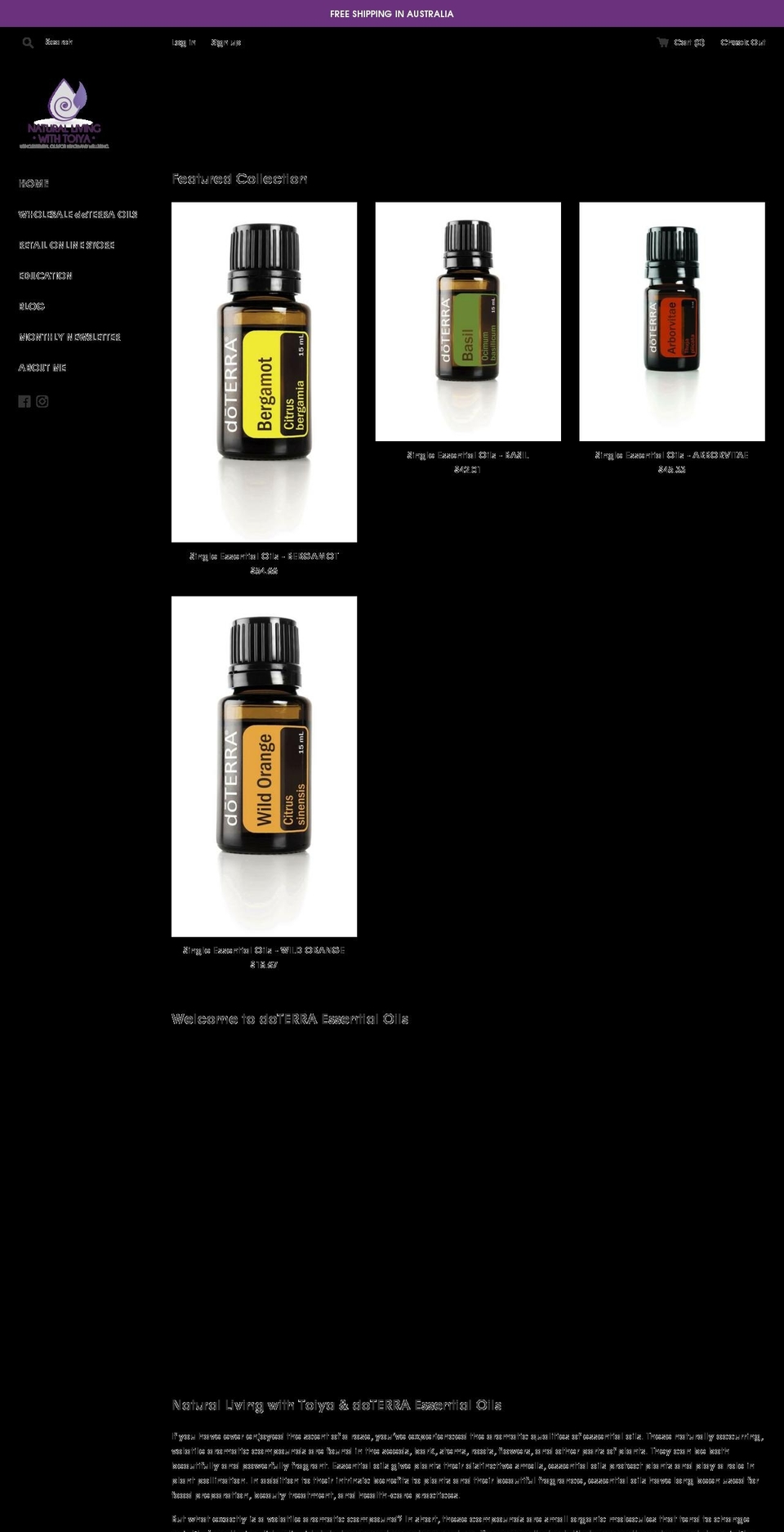naturallivingwithtoiya.com — Shopify storefront screenshot