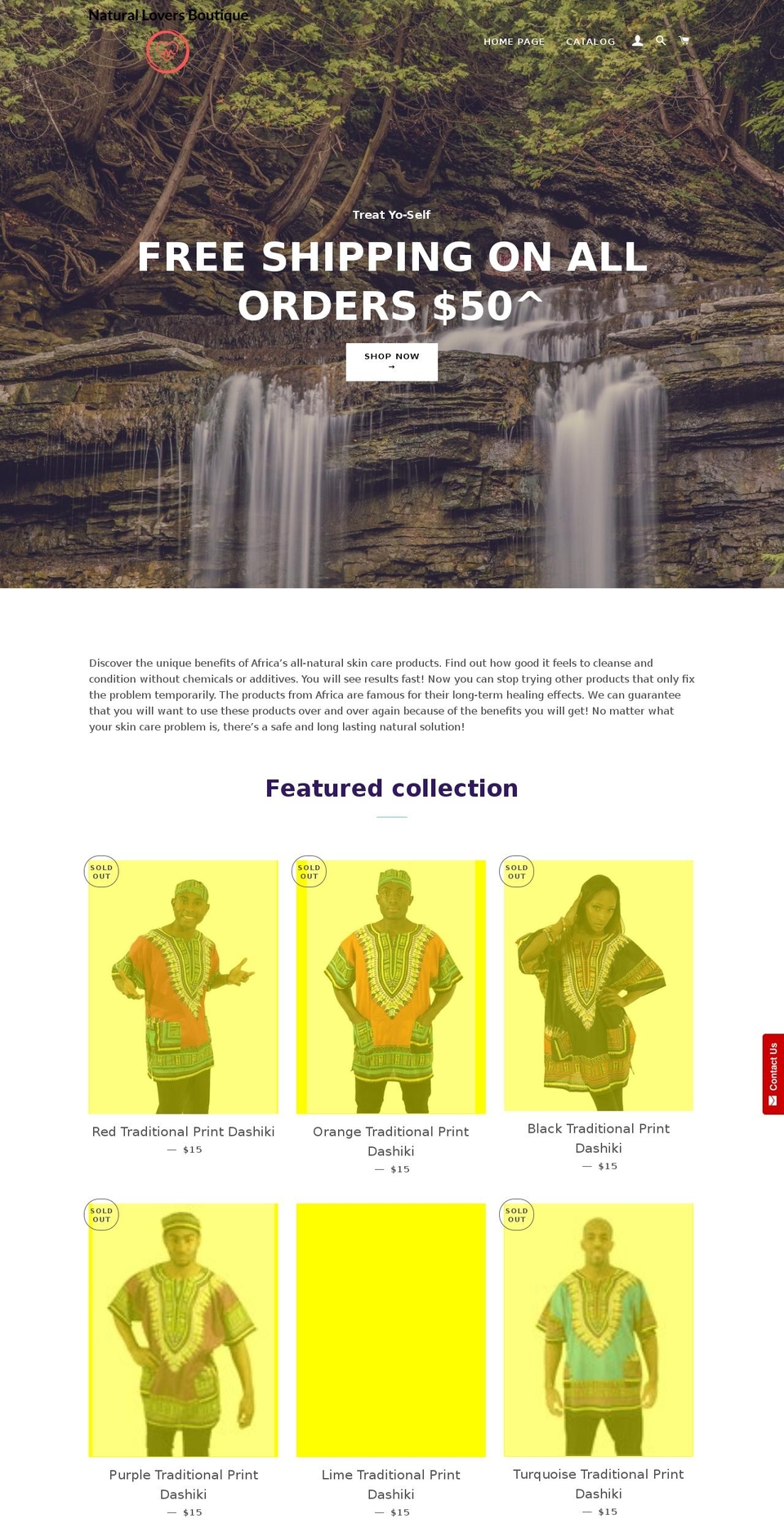 naturalloversboutique.com — Shopify storefront screenshot