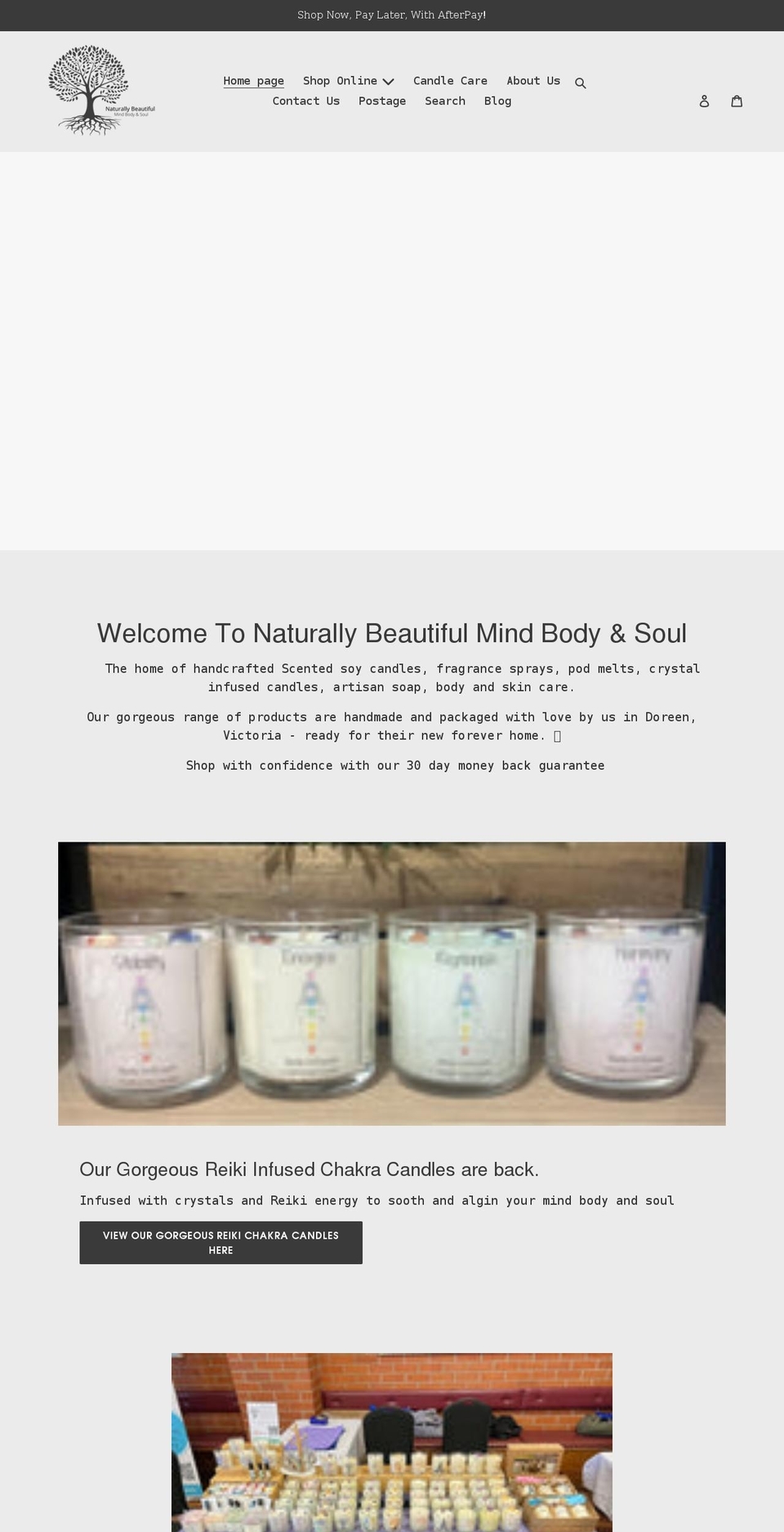 naturallybeautifulmindbodyandsoul.com shopify website screenshot