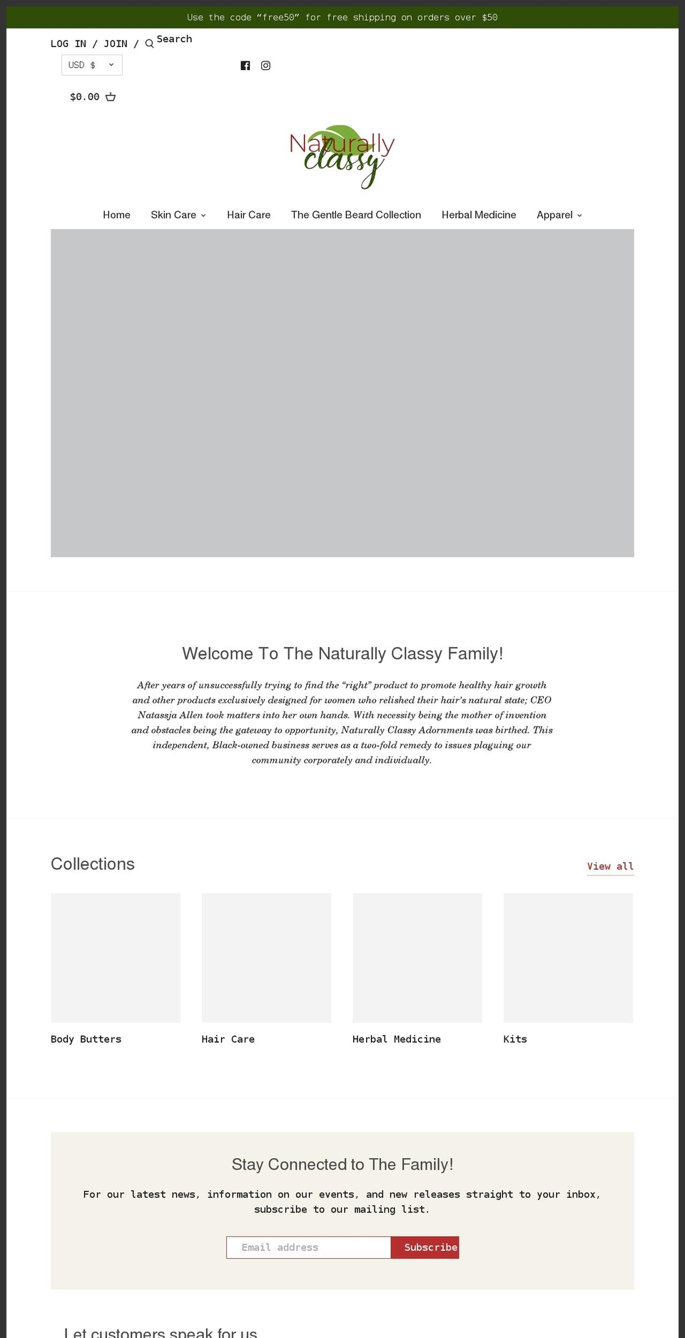 naturallyclassyadornments.com shopify website screenshot