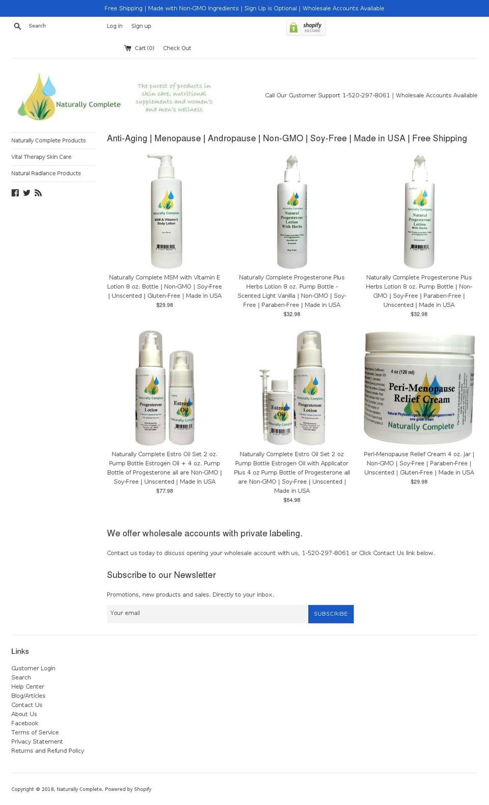 naturallycomplete.net shopify website screenshot