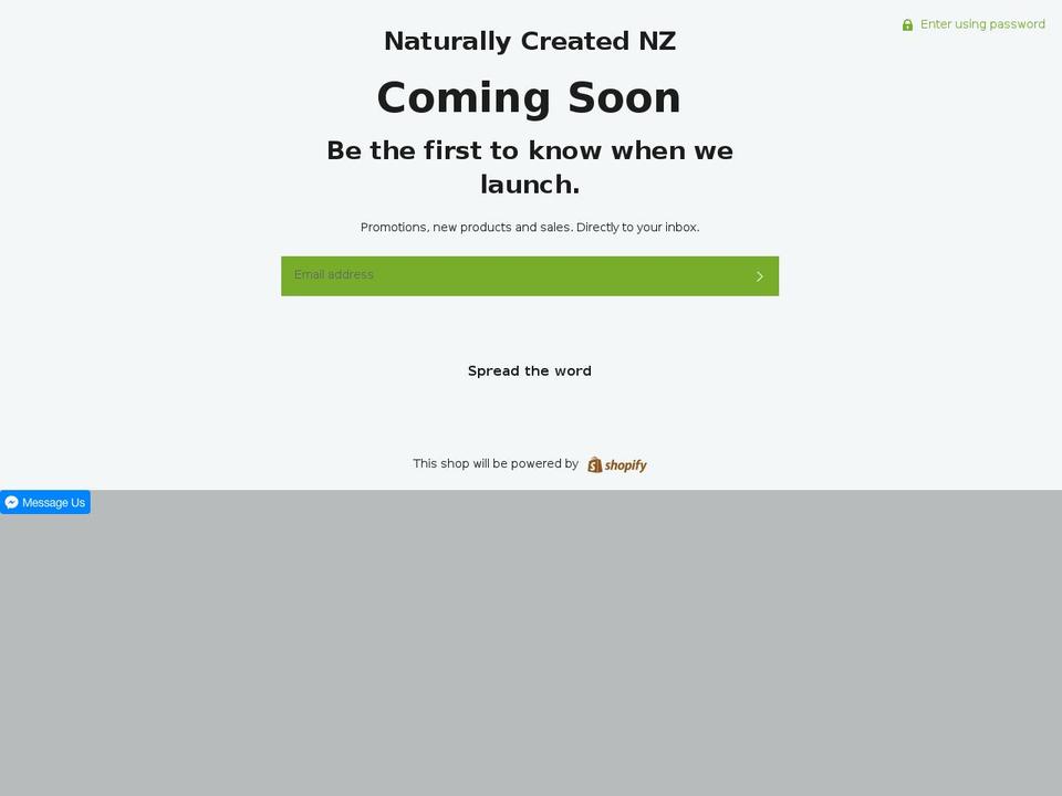 naturallycreated.co.nz shopify website screenshot