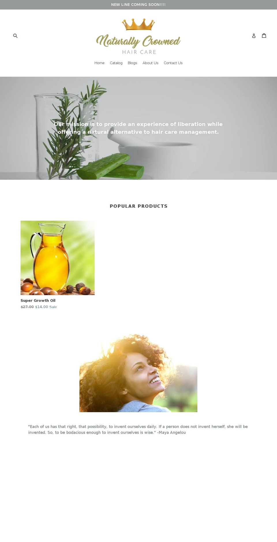 naturallycrownedhair.com — Shopify storefront screenshot