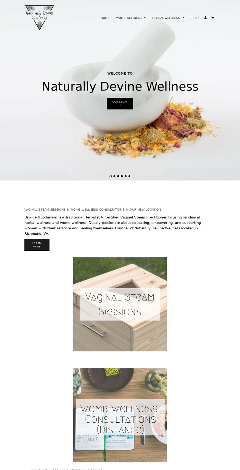 naturallydevine.com shopify website screenshot