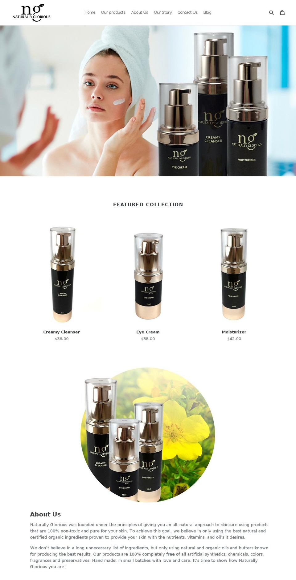 naturallyglorious.com shopify website screenshot