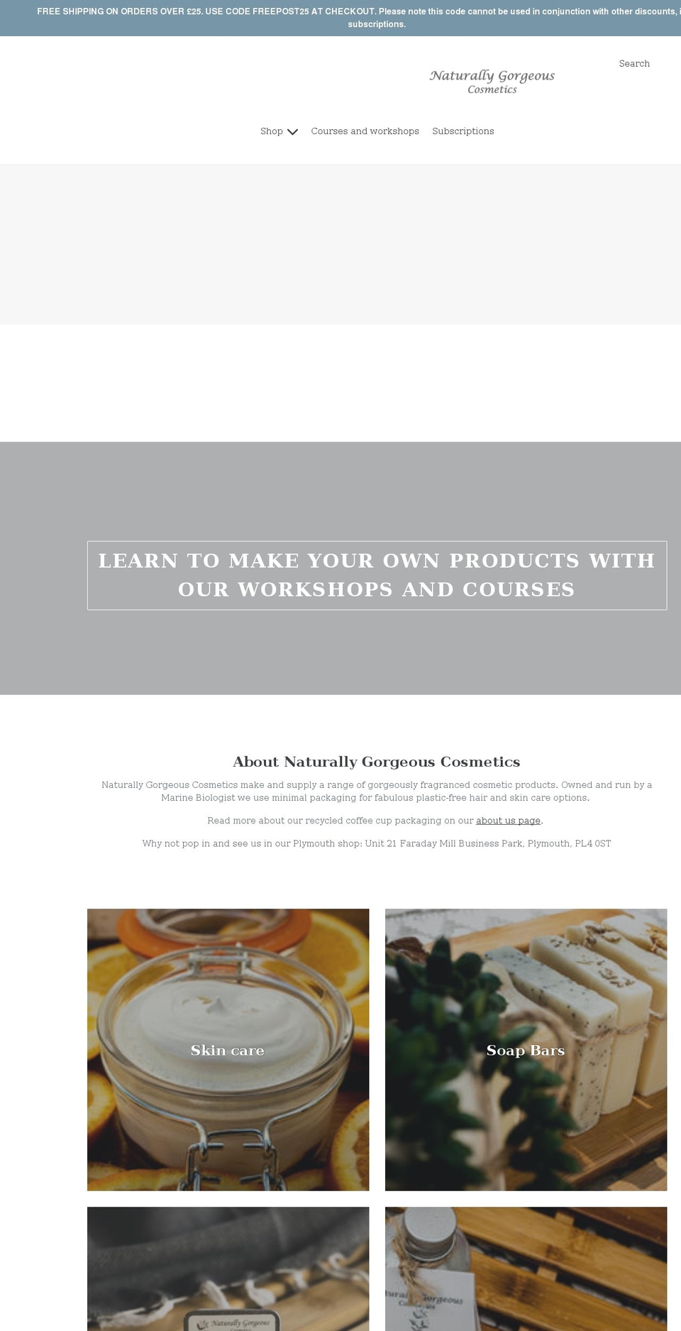 naturallygorgeouscosmetics.co.uk shopify website screenshot