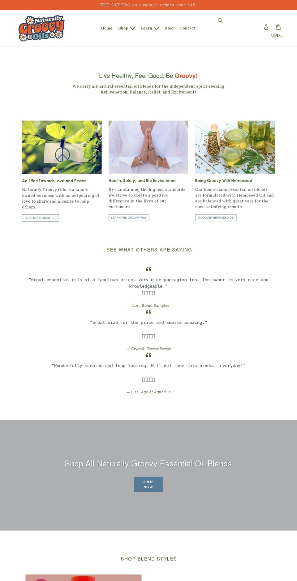 naturallygroovyoils.com shopify website screenshot