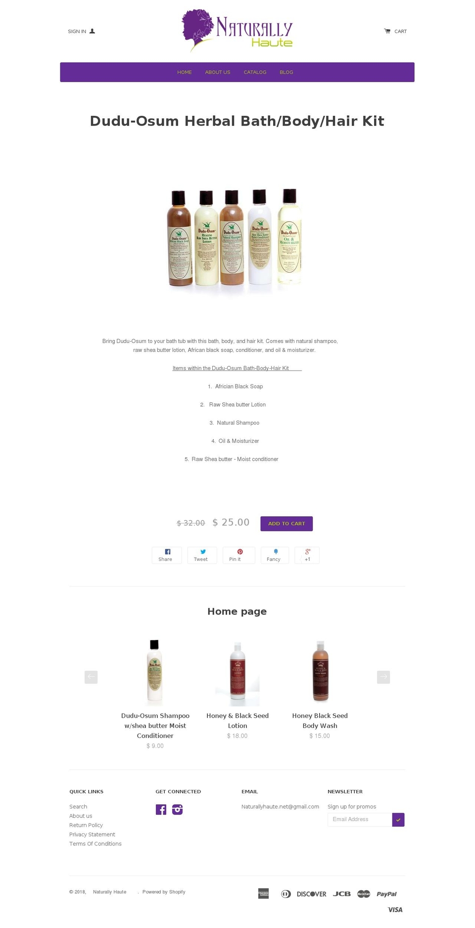 naturallyhaute.net shopify website screenshot