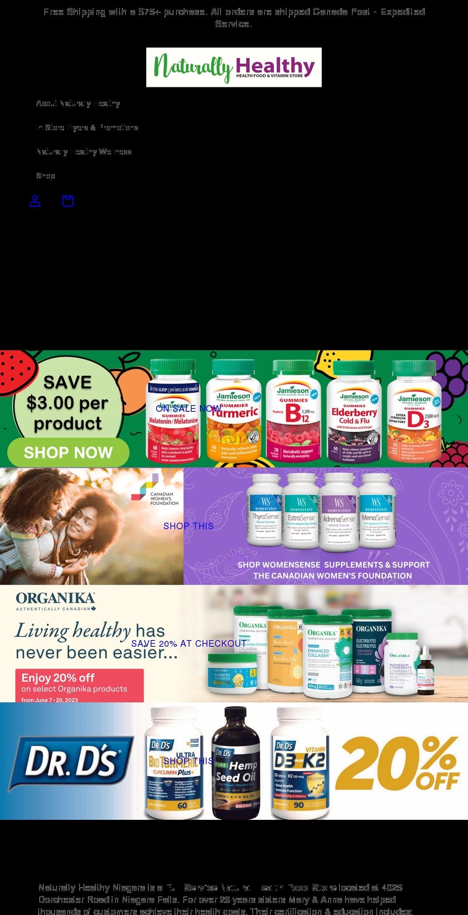 naturallyhealthysupplements.com shopify website screenshot