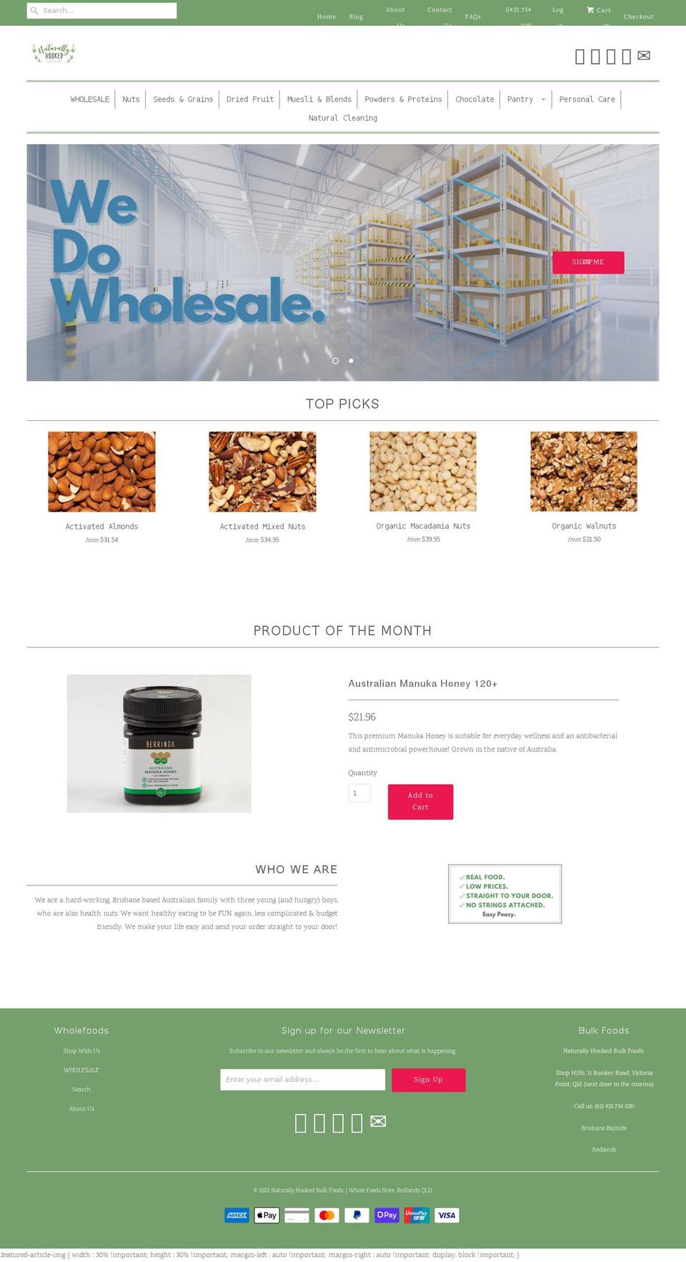 naturallyhooked.com.au shopify website screenshot