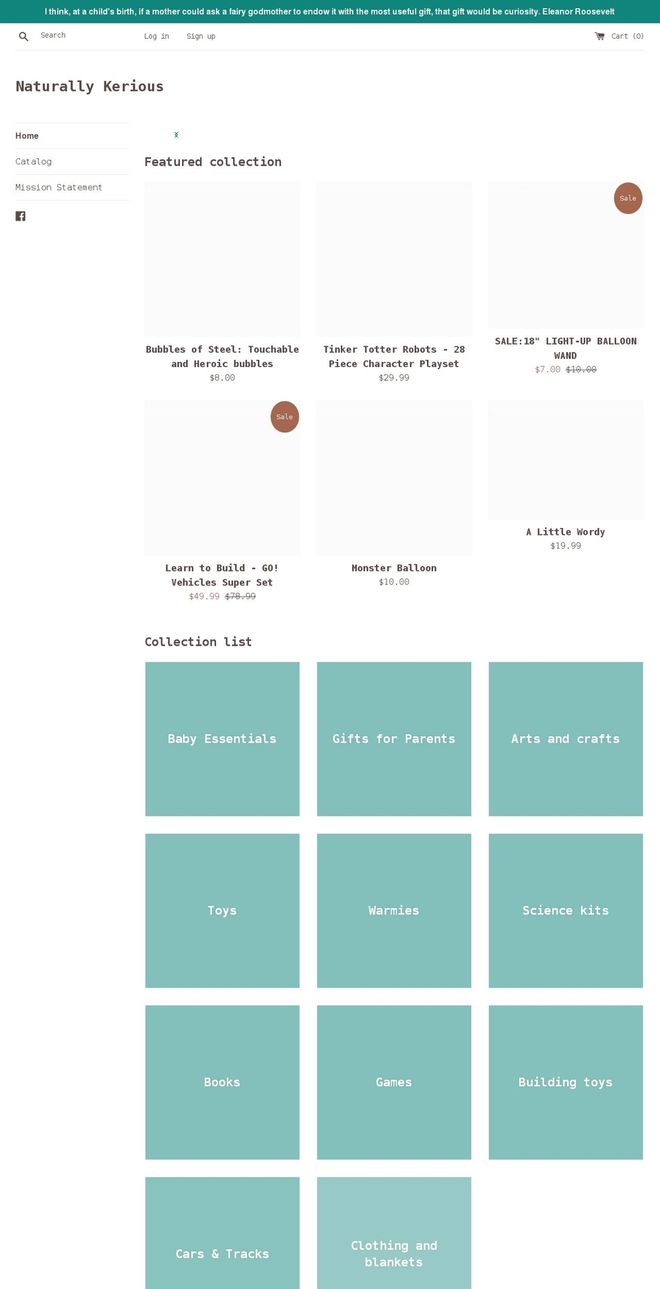 naturallykerious.com shopify website screenshot