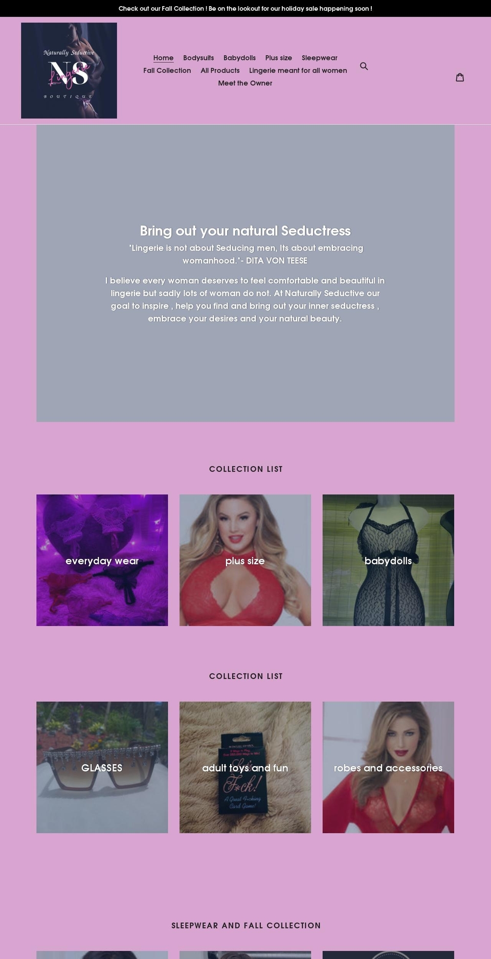 naturallyseductives.com shopify website screenshot