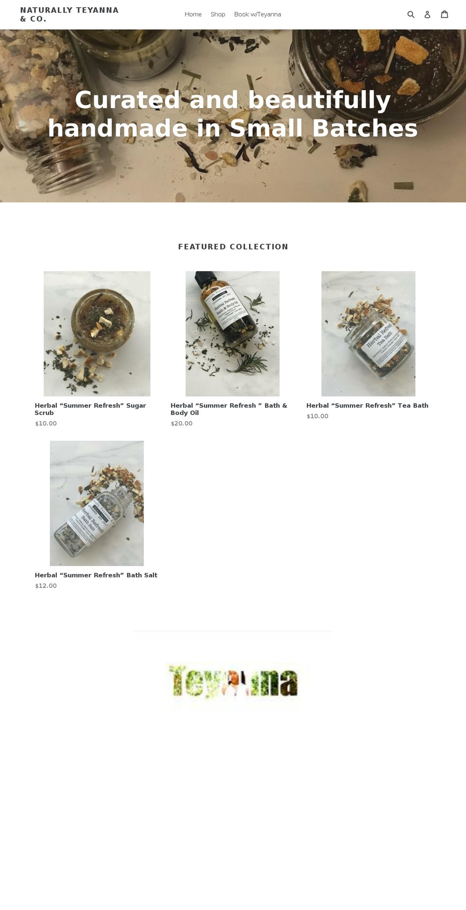 naturallyteyanna.com shopify website screenshot