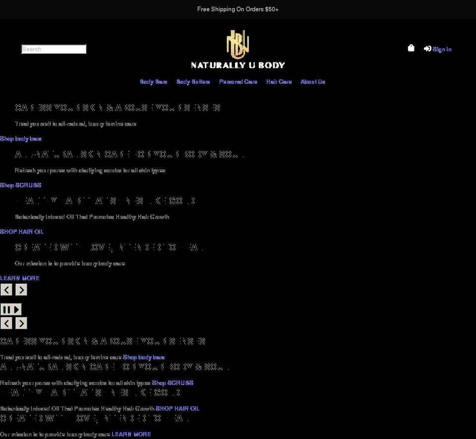 naturallyubody.com shopify website screenshot