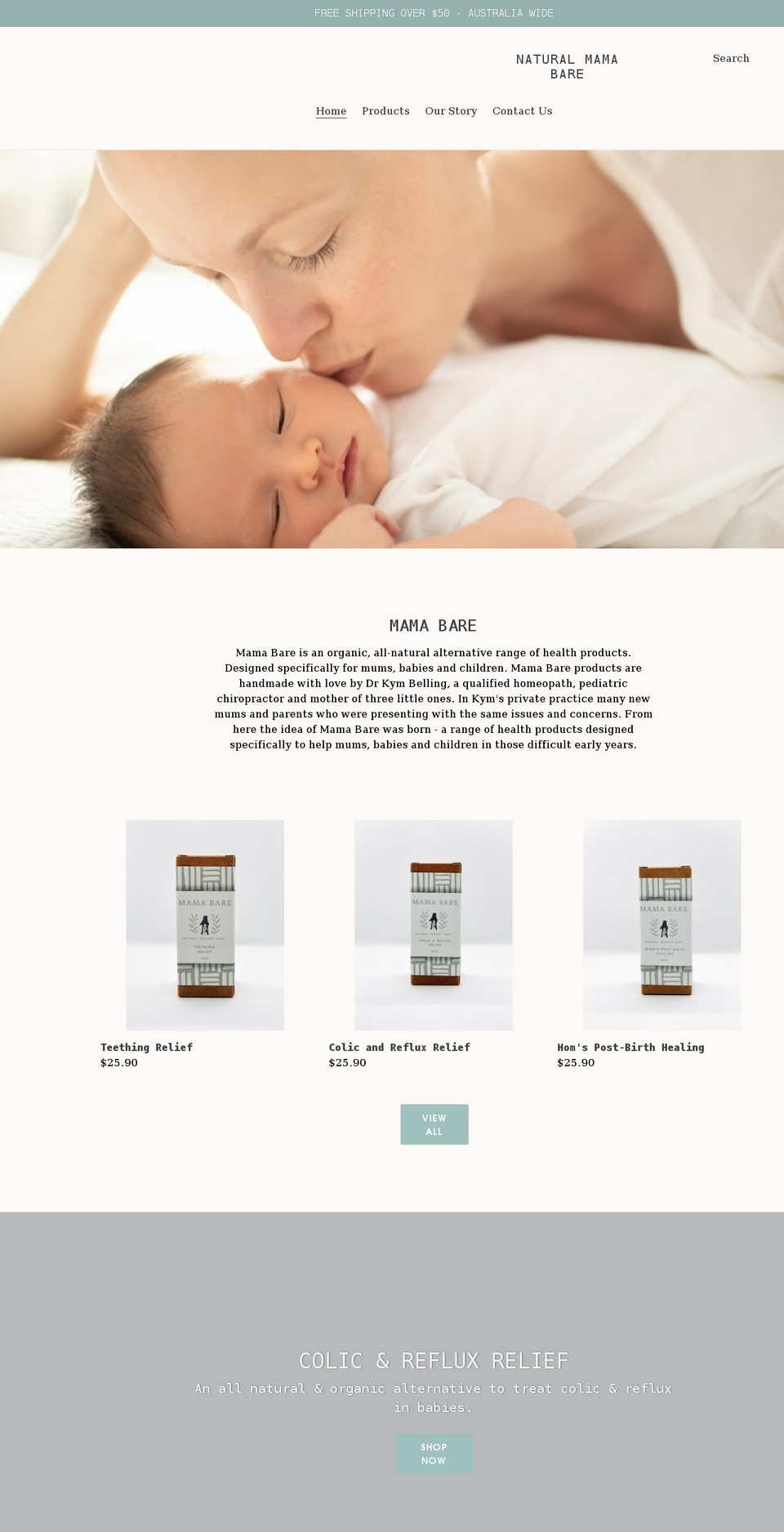 naturalmamabare.com shopify website screenshot