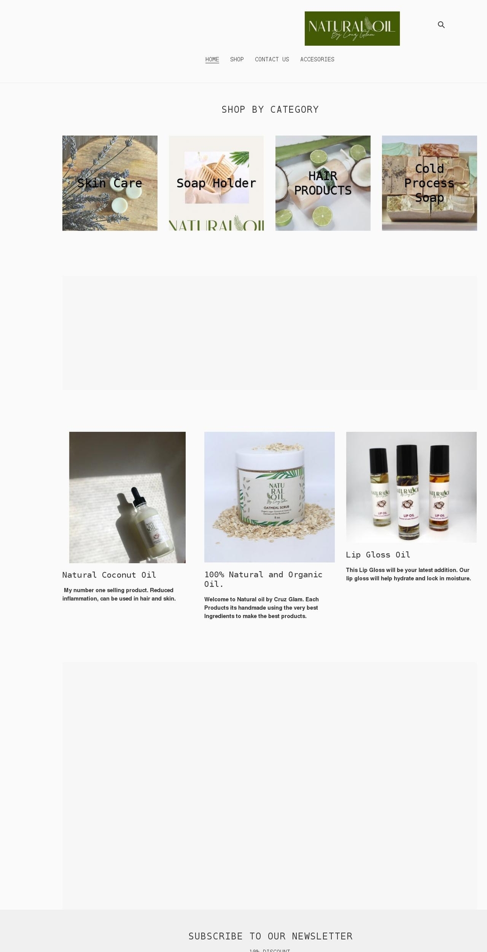naturaloilbycruzglam.com shopify website screenshot