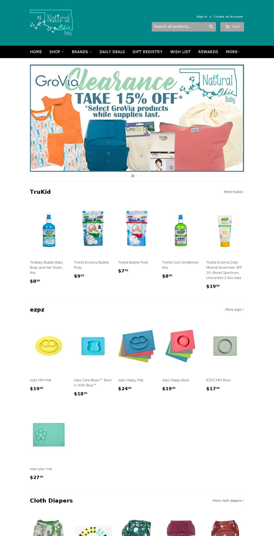 naturalokiebaby.com shopify website screenshot