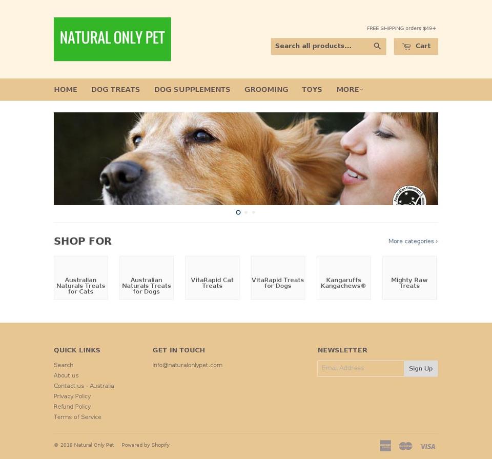 naturalonlypet.com shopify website screenshot