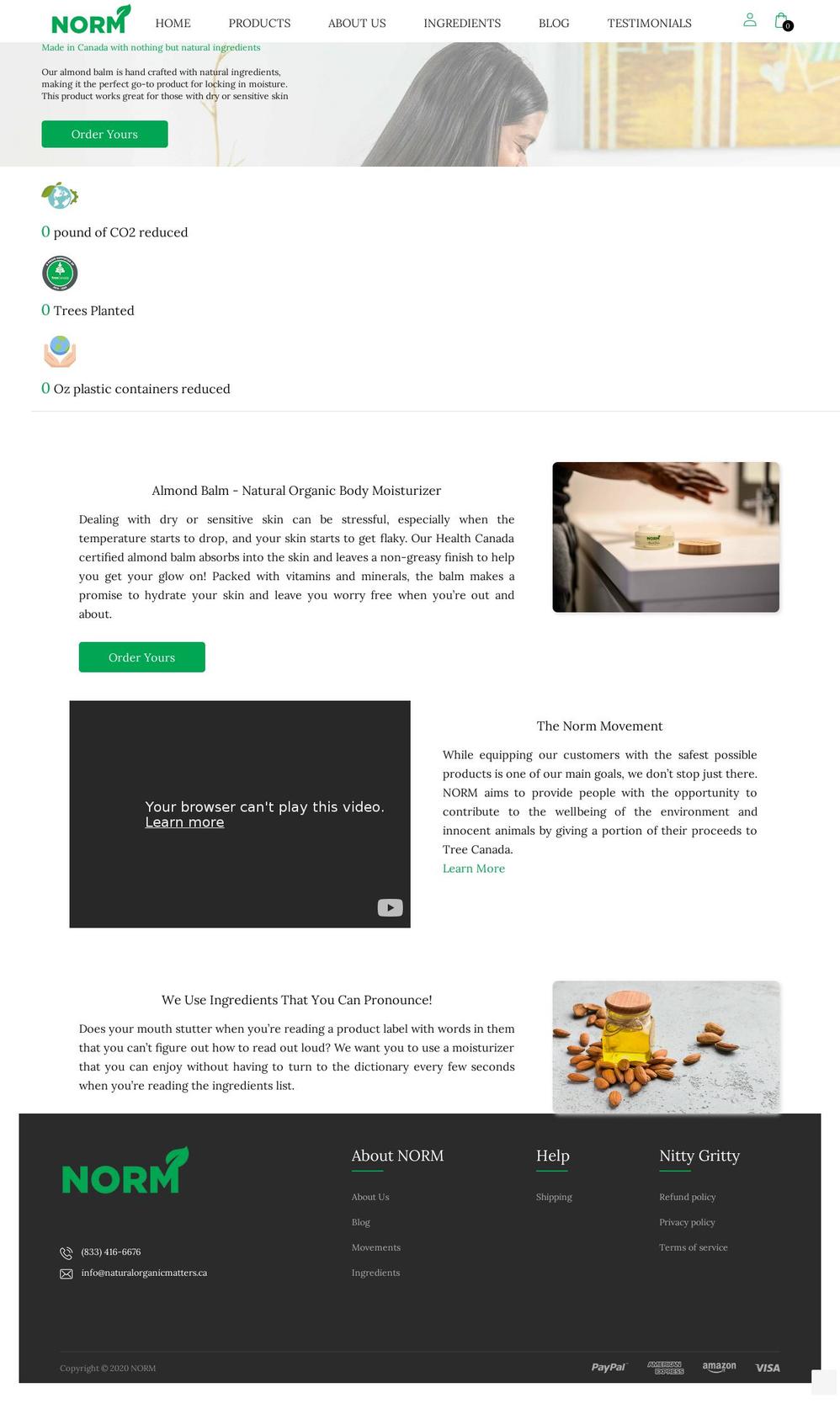 naturalorganicmatters.ca shopify website screenshot