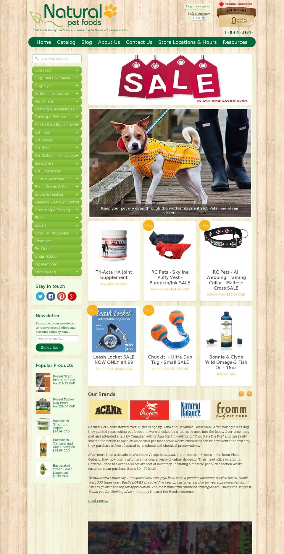 naturalpetfoods.ca shopify website screenshot