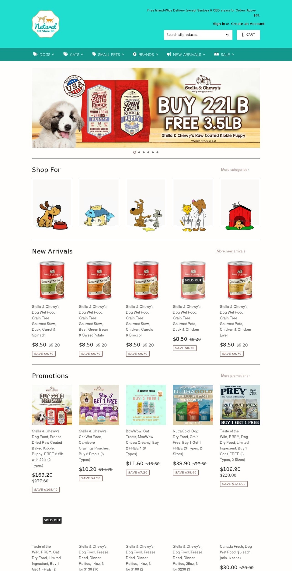 naturalpetstoresg.com shopify website screenshot