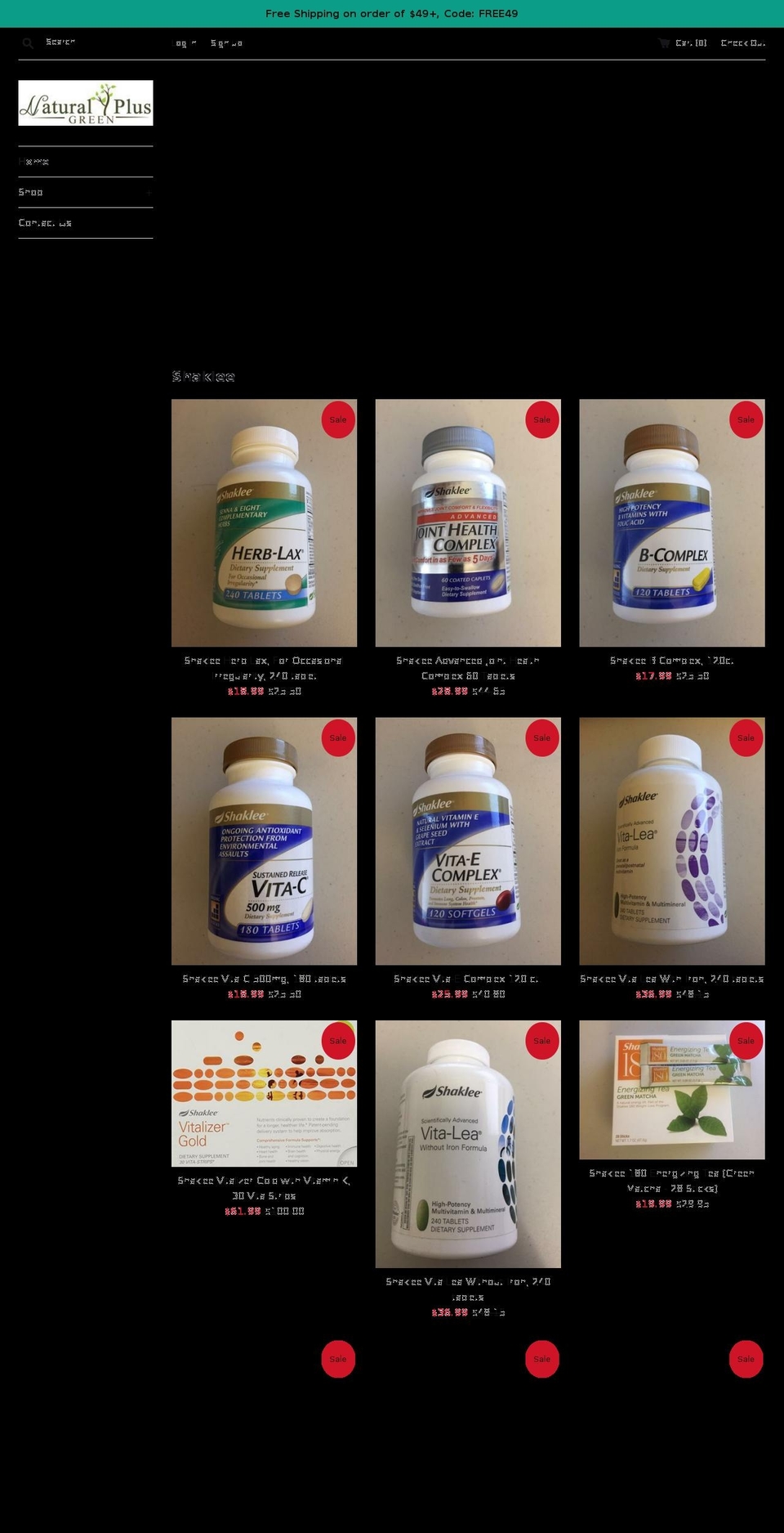 naturalplusgreen.com — Shopify storefront screenshot