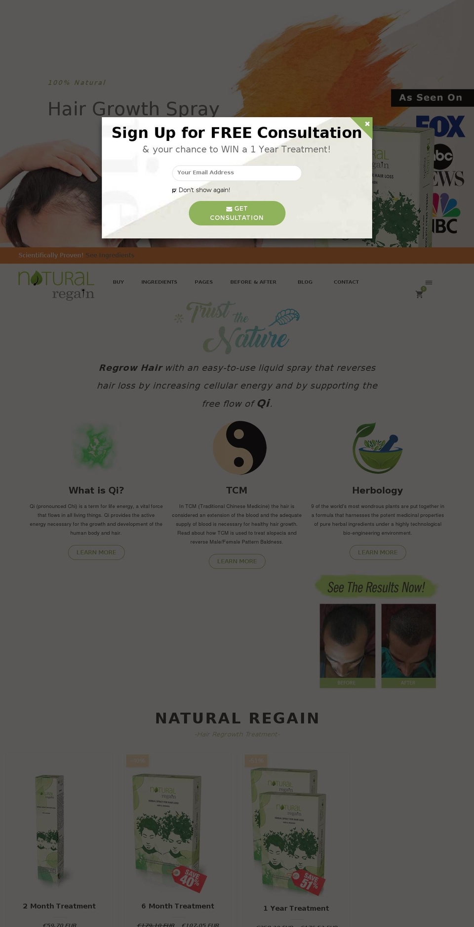 naturalregain.com — Shopify storefront screenshot