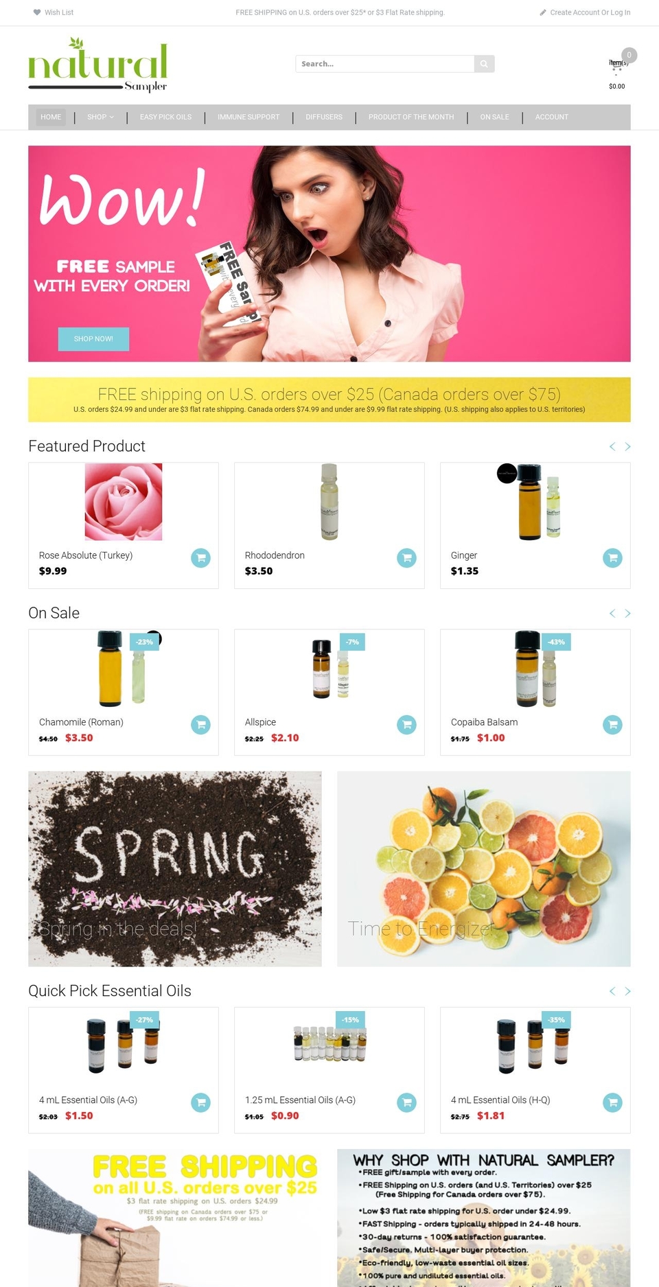 naturalsampler.com shopify website screenshot