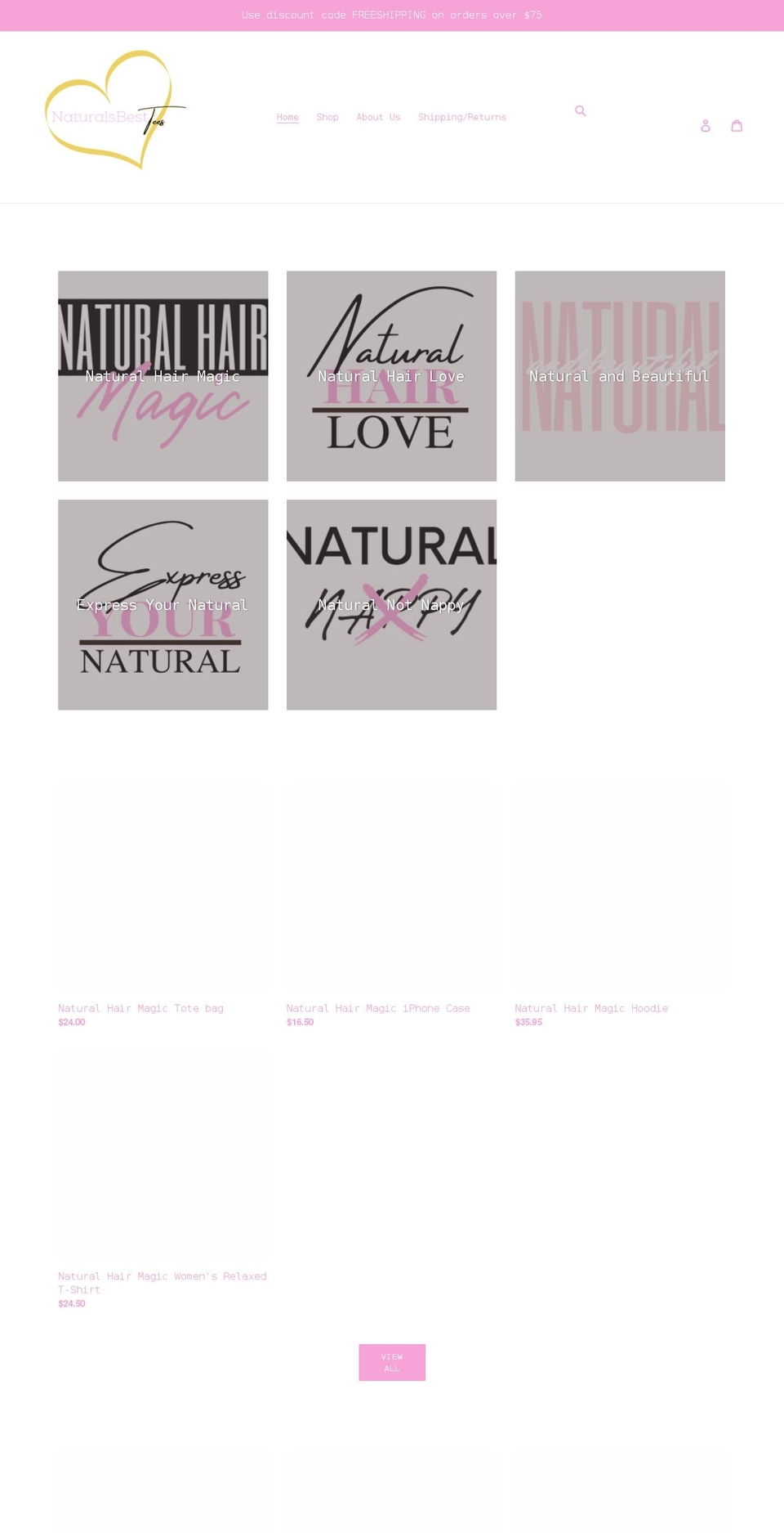 naturalsbesttees.com shopify website screenshot