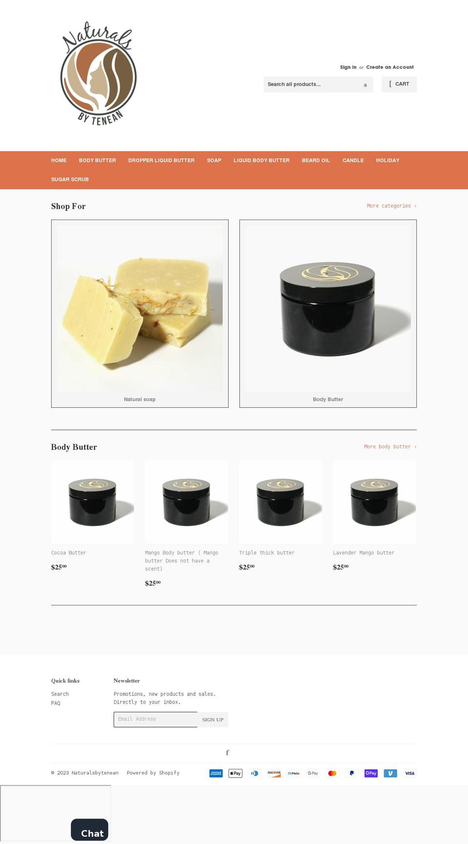 naturalsbytenean.com shopify website screenshot