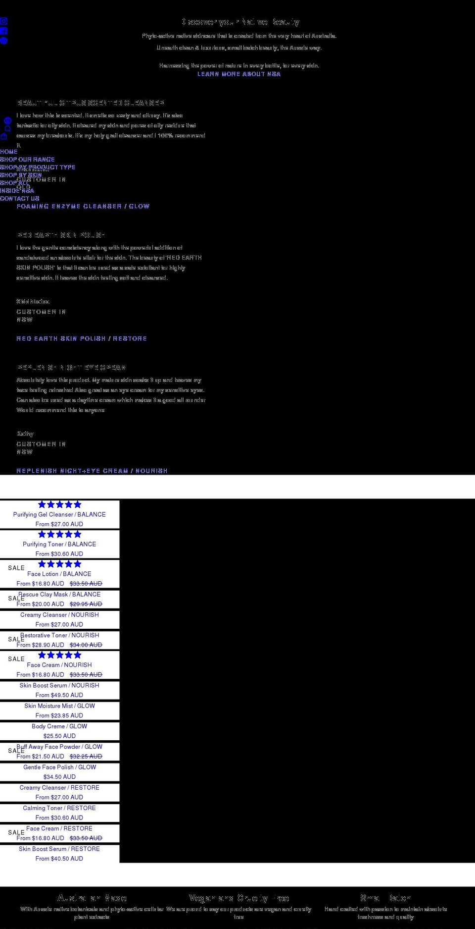 naturalskincareaustralia.com.au shopify website screenshot