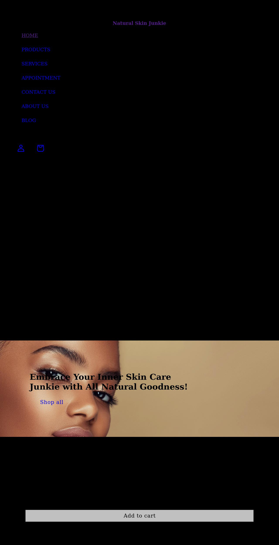 naturalskinjunkie.com shopify website screenshot