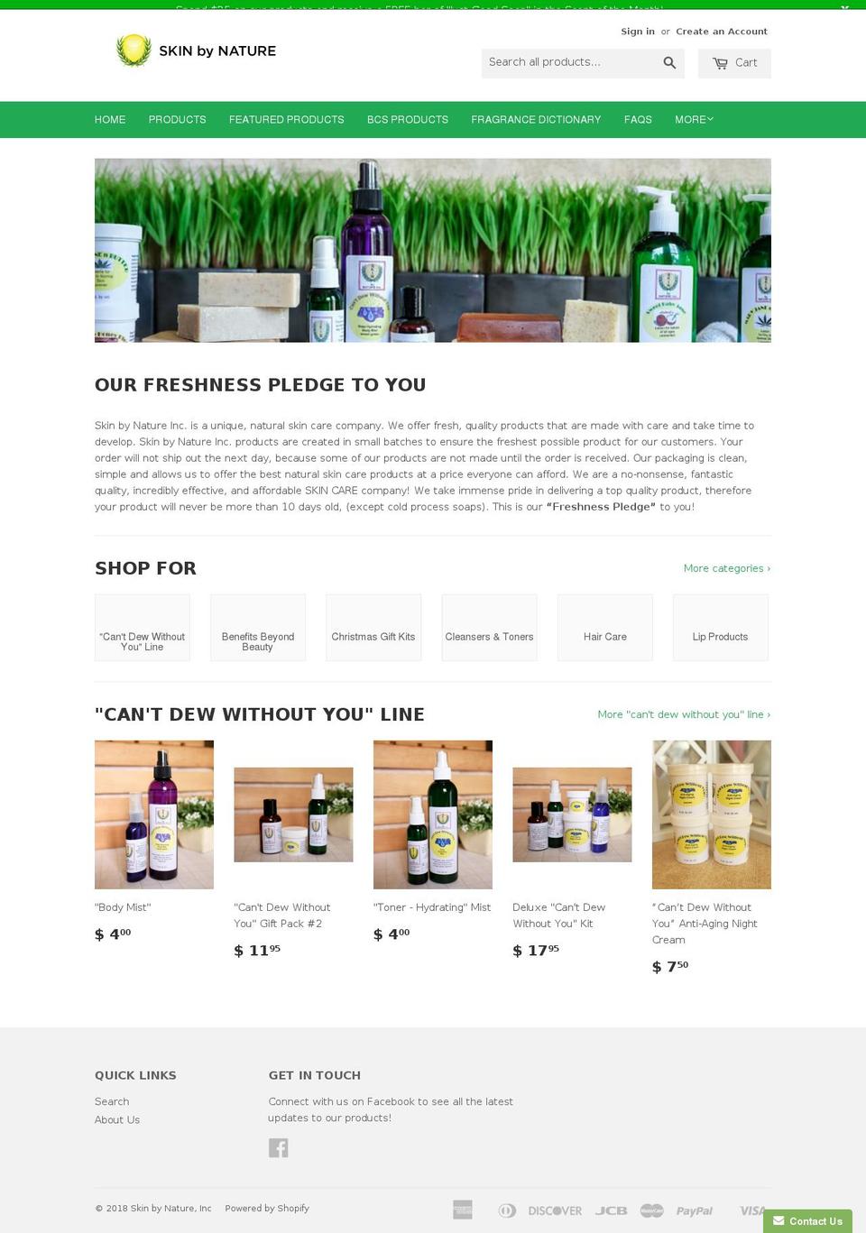 naturalskinwithsbn.com shopify website screenshot