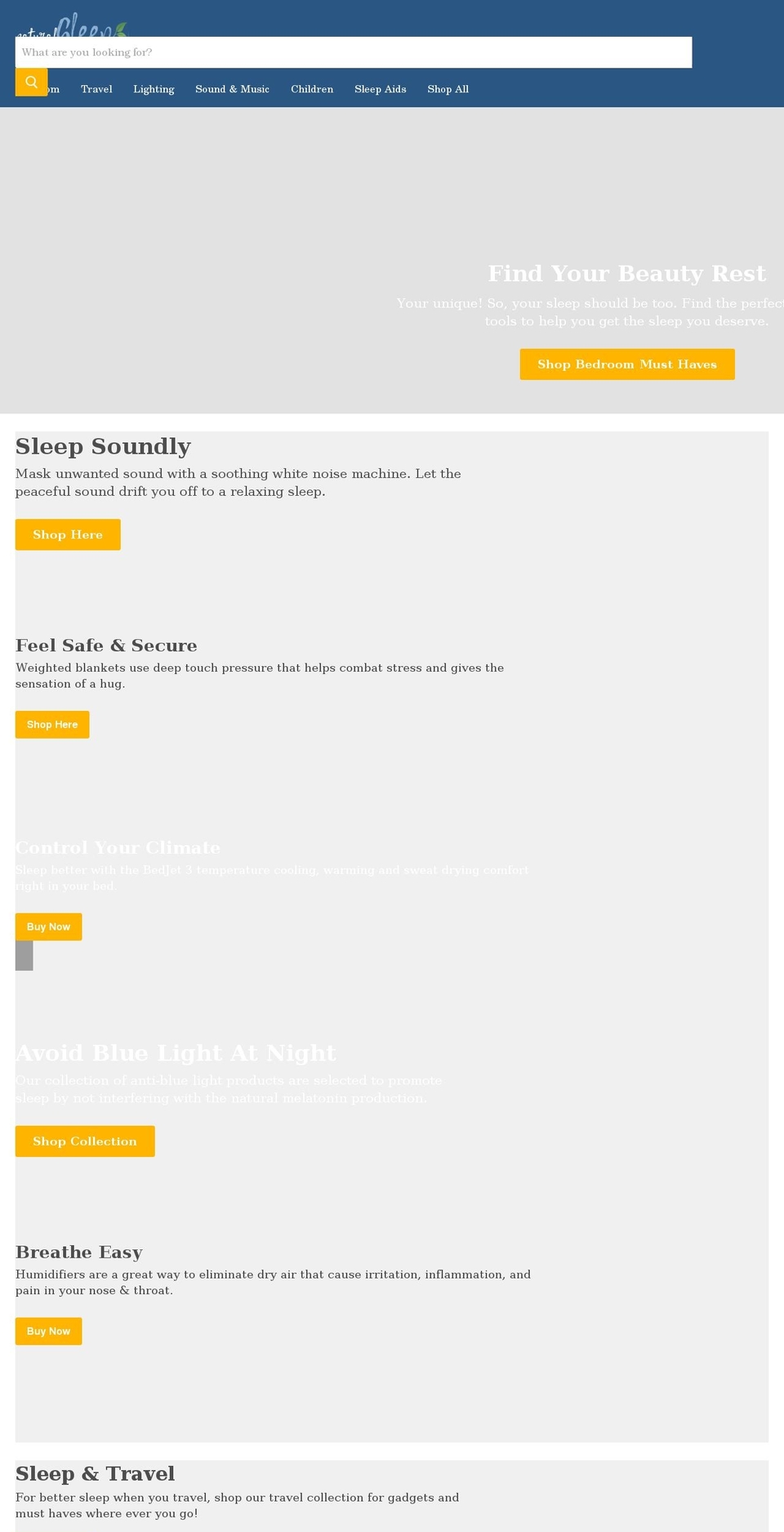 naturalsleepessentials.com shopify website screenshot