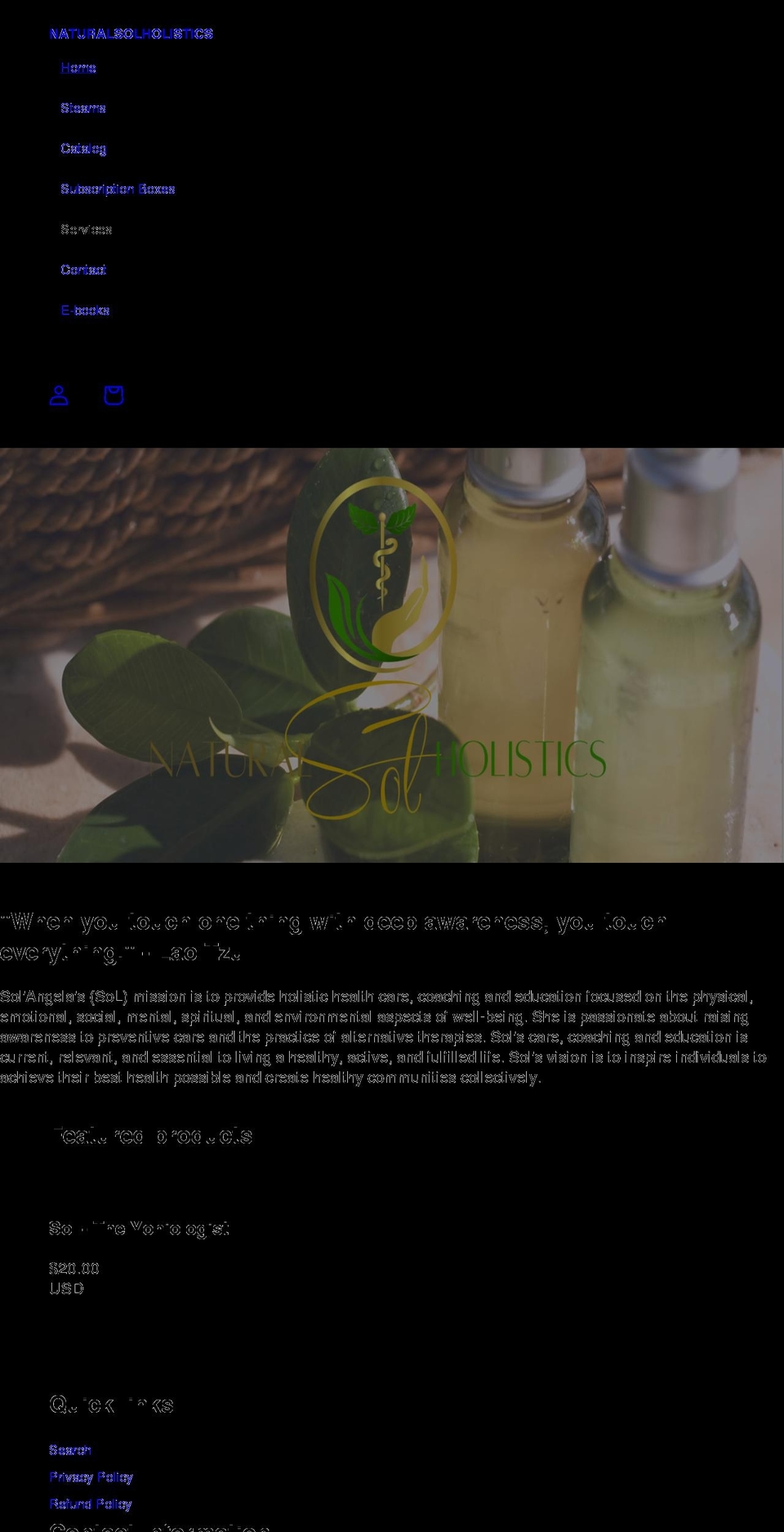 naturalsolholistics.com shopify website screenshot