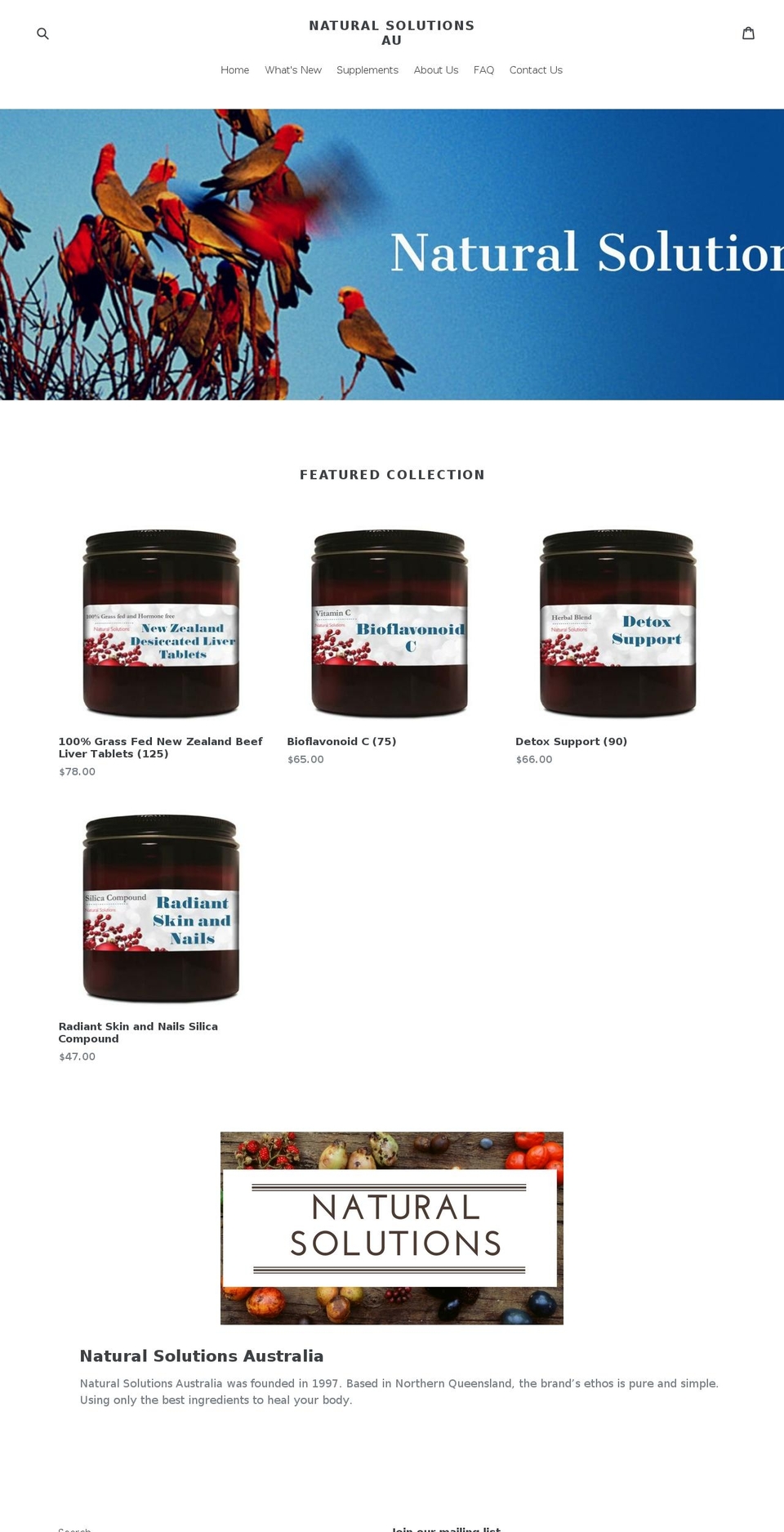 naturalsolutionsaustralia.com shopify website screenshot