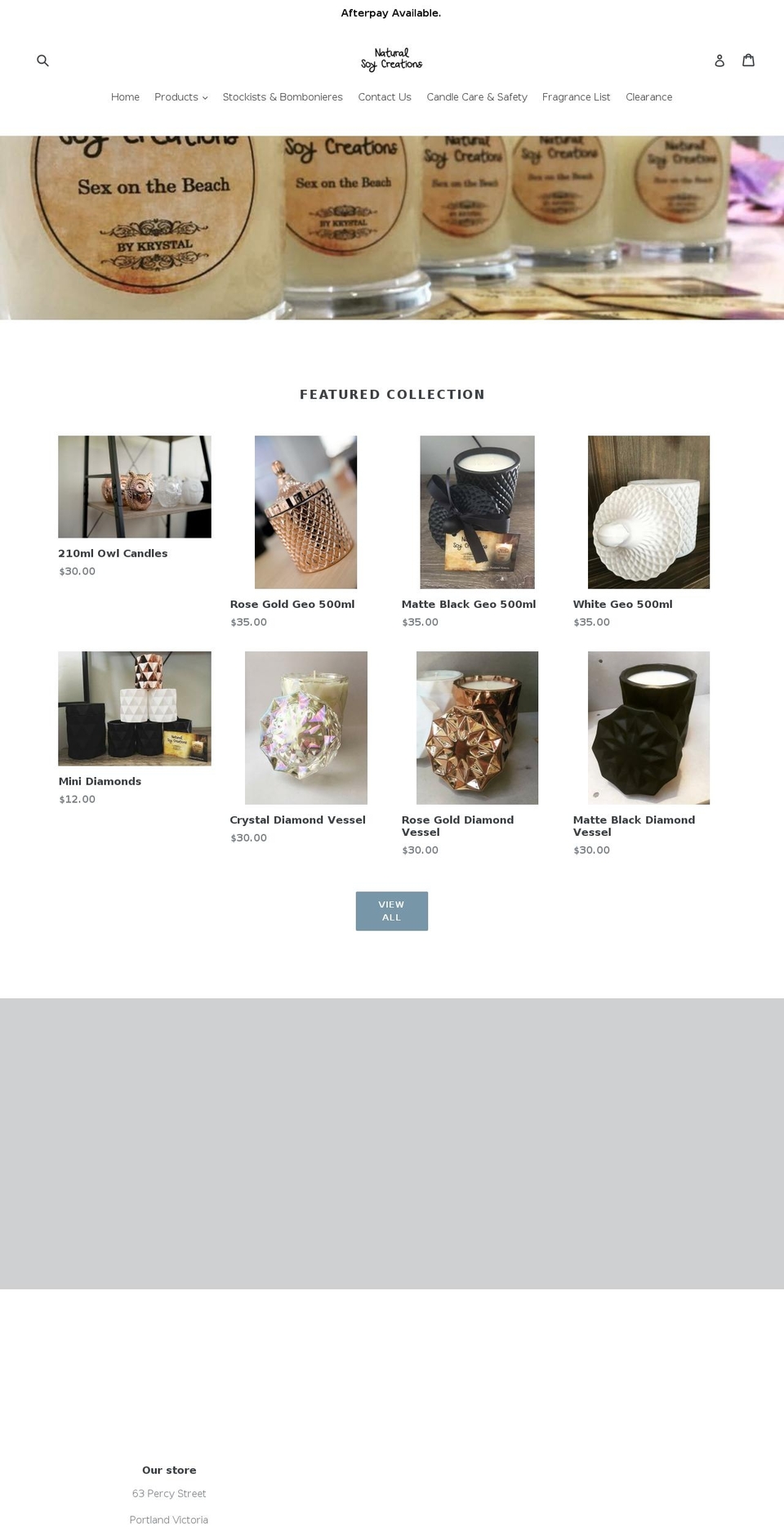 naturalsoycreations.com — Shopify storefront screenshot