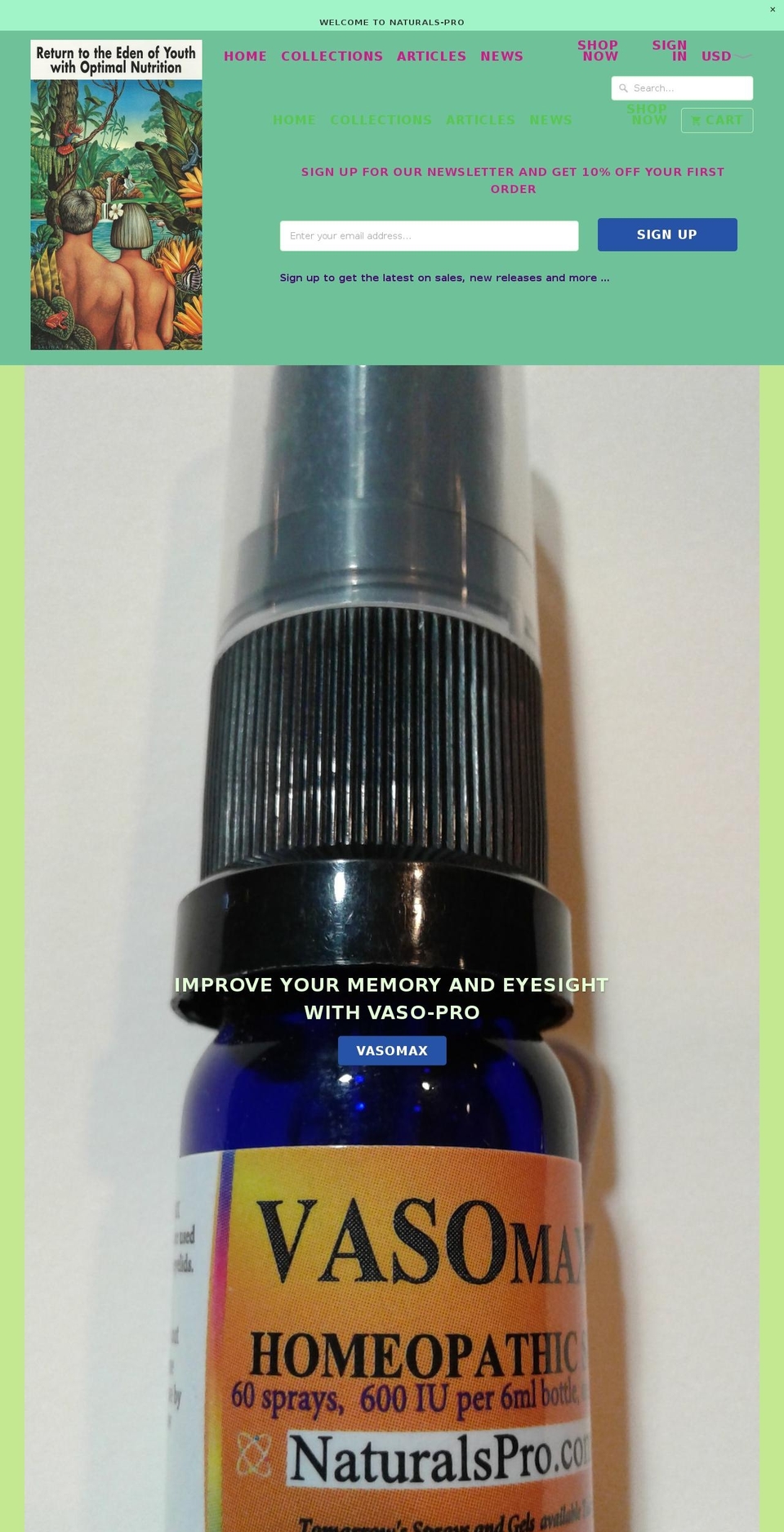 naturalspro.com shopify website screenshot