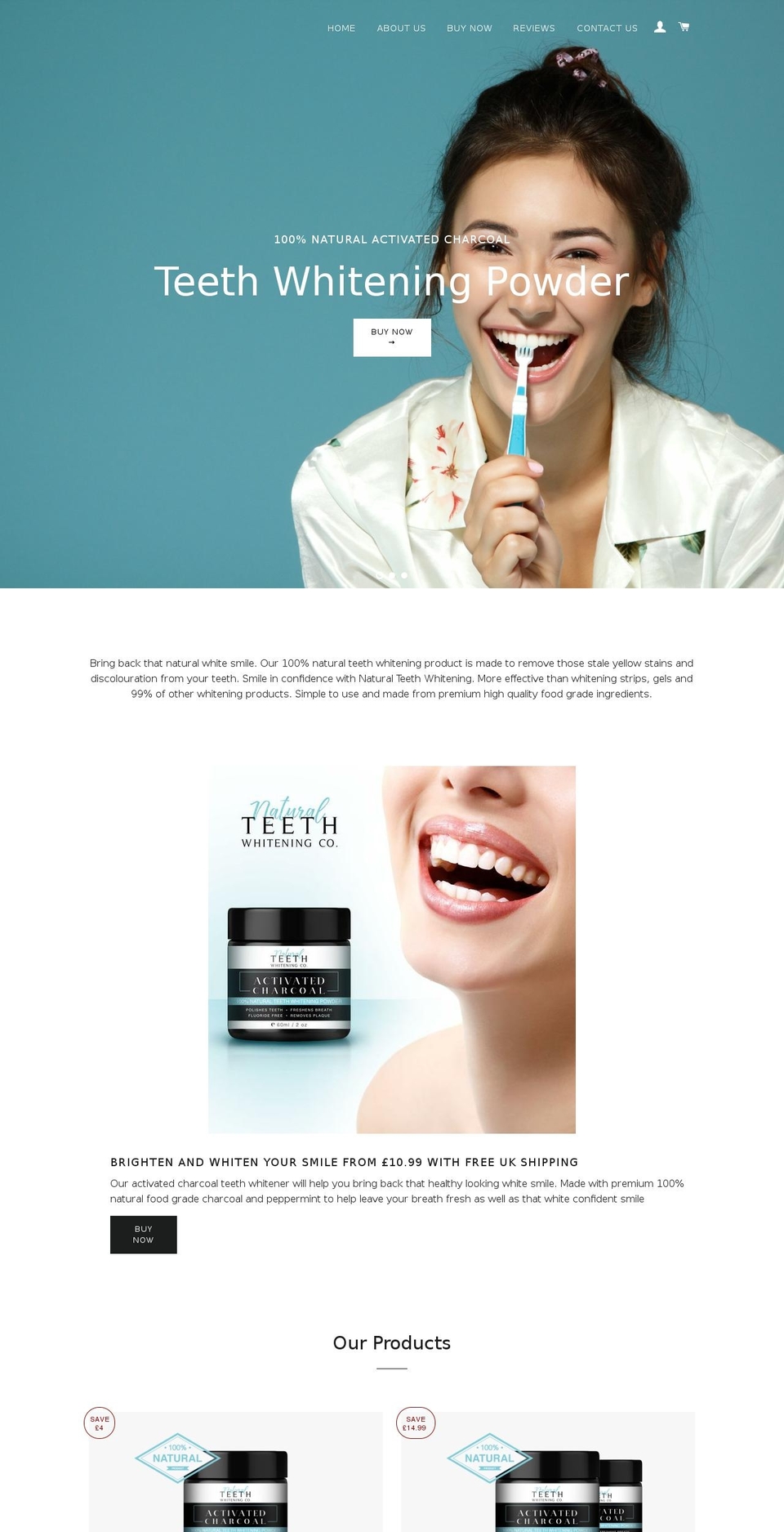 naturalteethwhitening.co.uk shopify website screenshot