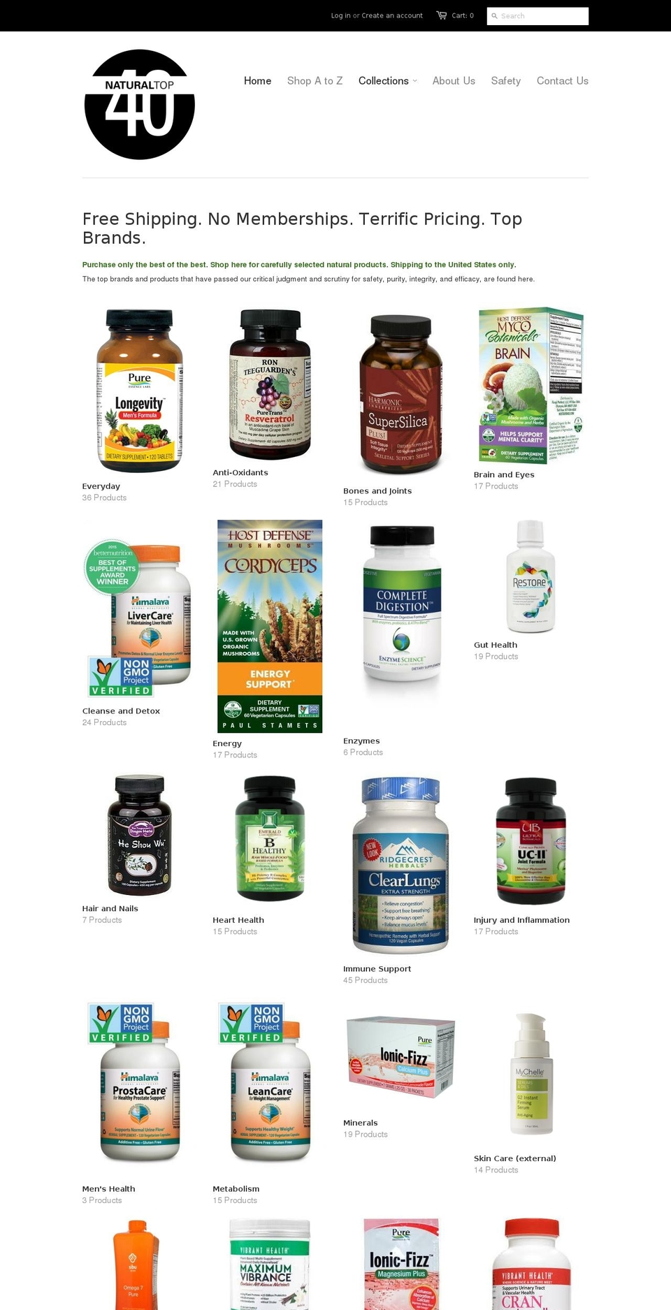 naturaltop40.com shopify website screenshot