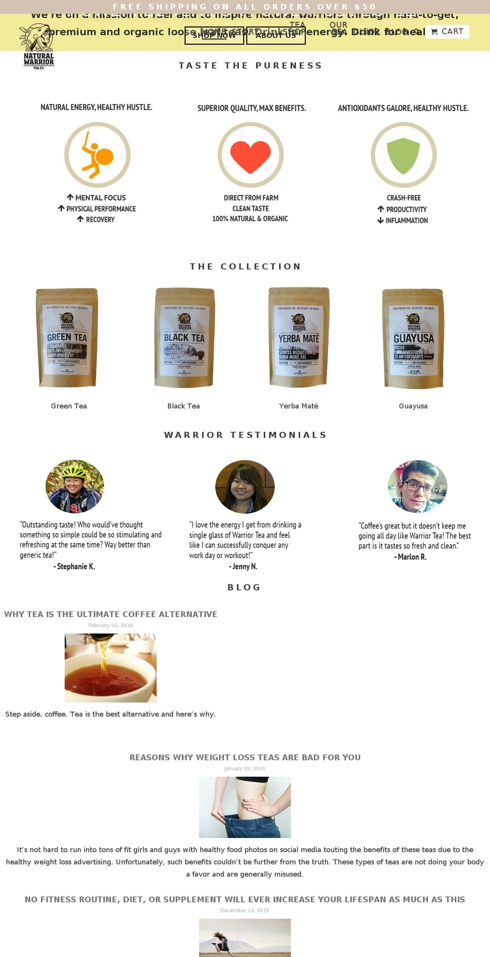 Copy of Retina Shopify theme site example naturalwarriortea.com